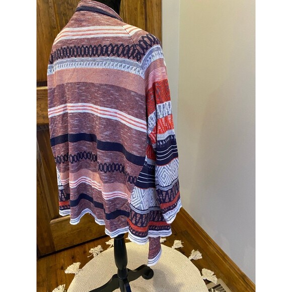Cato Shrug Sweater Wrap Orange Rust Brown Size 18 20W Aztec Pattern Open Front - Picture 4 of 12